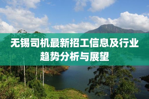 無錫司機最新招工信息及行業(yè)趨勢分析與展望