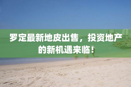 羅定最新地皮出售，投資地產(chǎn)的新機遇來臨！