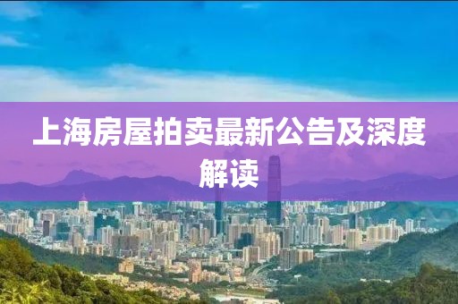 上海房屋拍賣最新公告及深度解讀