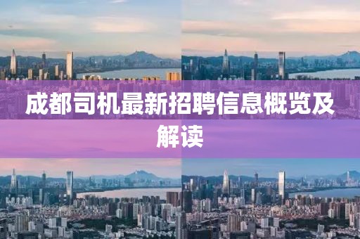 成都司機最新招聘信息概覽及解讀