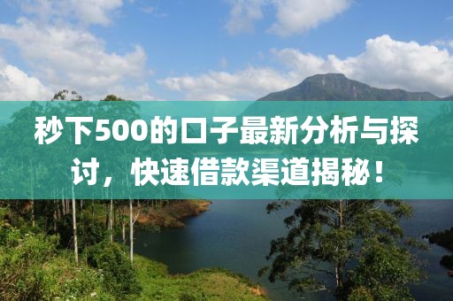 秒下500的口子最新分析與探討，快速借款渠道揭秘！
