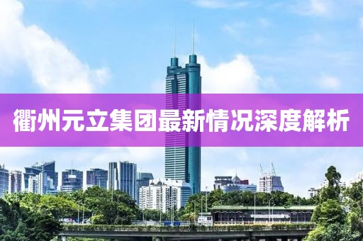衢州元立集團(tuán)最新情況深度解析
