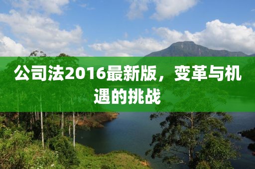 公司法2016最新版，變革與機(jī)遇的挑戰(zhàn)
