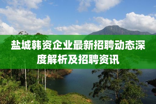 鹽城韓資企業(yè)最新招聘動態(tài)深度解析及招聘資訊