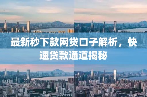 最新秒下款網(wǎng)貸口子解析，快速貸款通道揭秘