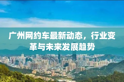 廣州網(wǎng)約車最新動態(tài)，行業(yè)變革與未來發(fā)展趨勢
