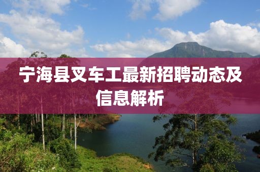 寧?？h叉車工最新招聘動態(tài)及信息解析