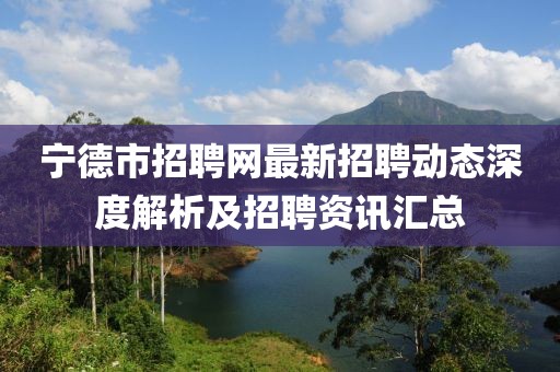 寧德市招聘網(wǎng)最新招聘動(dòng)態(tài)深度解析及招聘資訊匯總