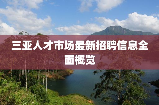 三亞人才市場(chǎng)最新招聘信息全面概覽
