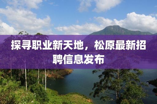 探尋職業(yè)新天地，松原最新招聘信息發(fā)布