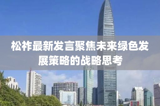 松祚最新發(fā)言聚焦未來(lái)綠色發(fā)展策略的戰(zhàn)略思考