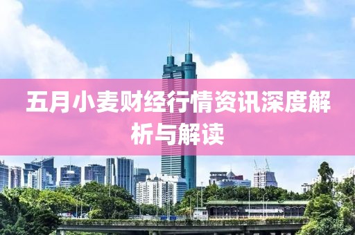 五月小麥財經(jīng)行情資訊深度解析與解讀