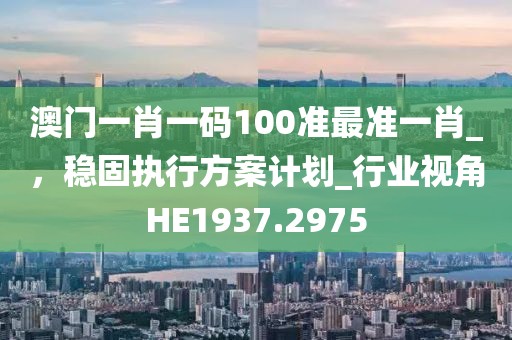 澳門一肖一碼100準最準一肖_，穩(wěn)固執(zhí)行方案計劃_行業(yè)視角HE1937.2975