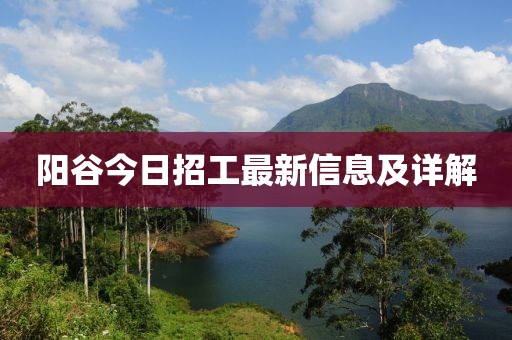 陽谷今日招工最新信息及詳解